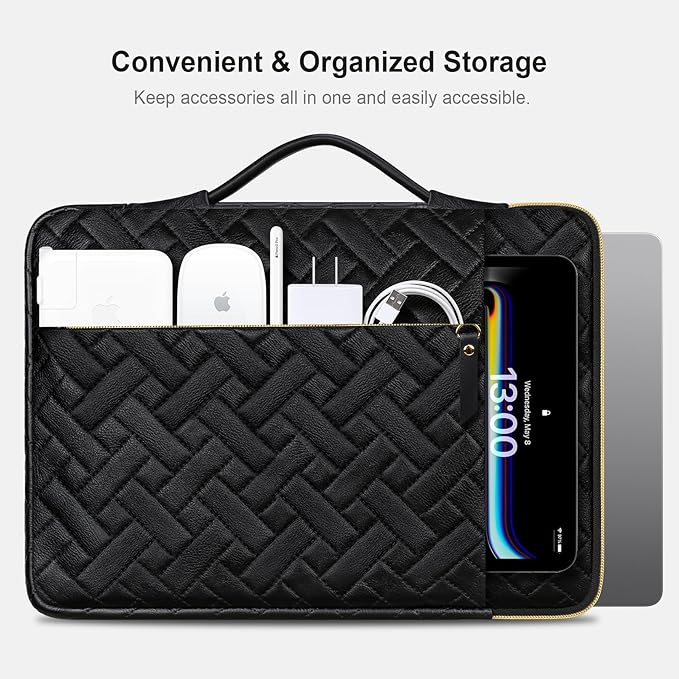 Lacdo 360° Protective Laptop Sleeve Case for 15 inch New MacBook Air M5/A3448 (2026), M4 A3241 2025, M3 A3114, M2 A2941 2024-2023, 15 inch MacBook Pro A1990 A1707 Computer Bag Sleeve, Elegant Black