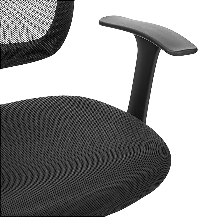 Amazon Basics Breathable Mesh Mid-Back Office Desk Chair with Armrests, Lumbar Support, 360-Degree Swivel, Adjustable-Height, Black