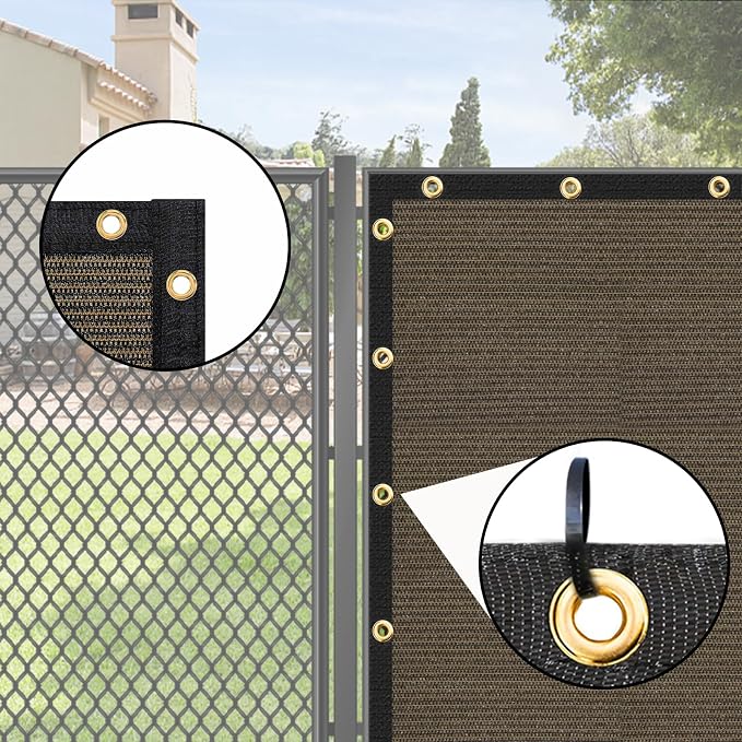 UPGRADE Privacy Screen 3' x 10' Fence Commercial Shade Cover with Brass Grommets Heavy Duty Perfect for Outdoor Back Yard, Brown, Customizable