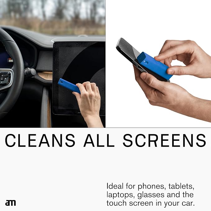 am Screen Cleaner Mist Spray with Microfiber Cloth – Alcohol-Free Screen Cleaning Kit for Phones, Tablets, Laptops, TVs & Car Displays, 3 Pack, Blue