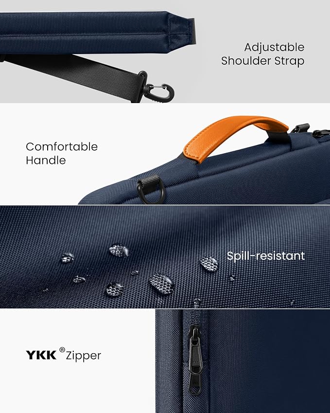 tomtoc 360 Protective Laptop Shoulder Bag for 14-inch MacBook Pro M5 Pro/Max A3426 A3427 2026 M4/M3/M2/M1 Pro/Max A3434, Water-Resistant Carrying Case for 13.5-14.4 Inch Microsoft Surface Laptop 7/6/5