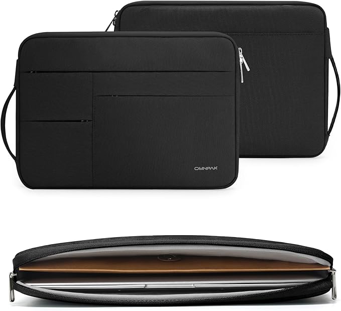 Omnpak 13-inch Laptop Sleeve Case for MacBook Neo A18 Pro/MacBook Air M5, Water-Resistant Protective Case with Side Handle and Pockets Carrying Case for 13-14" MacBook Air/Pro M5/M4/M3/M2/M1