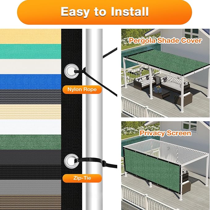 Artpuch Outdoor Pergola Shade Cover 9' X 24' Sun Shade Cloth with Grommets, 90% UV Protection Canopy Patio Privacy Screen (Customized Available) GN107, Green