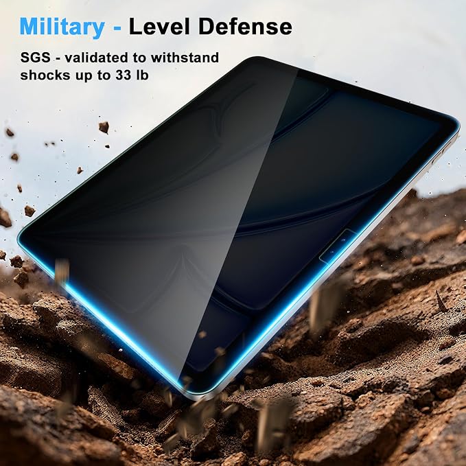 Privacy Screen Protector for iPad Air 11 Inch M3 M2 (7th&6th Generation, 2025/2024), Anti-Spy Tempered Glass Film for iPad Air11 Inch, Touch Sensitive，Bubble Free, Case Friendly, 1 Pack