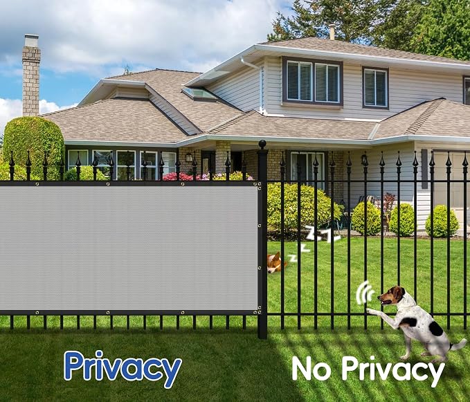 Bynbbur 6'x42' Privacy Fence Screen Net Fencing 90% Privacy Blockage Windscreen Fence Cover with Copper Grommet for Patio Backyard Garden Swimming Pool, Zip Ties Included, Light Gray
