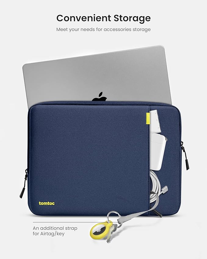 tomtoc 360 Protective Laptop Sleeve Set for 15-inch MacBook Air M5/A3448 (2026), M4/A3241, M3/A3114 M2/A2941, Water-Resistant Laptop Case Bag with Accessory Pouch Fits 15" MacBook Pro & Surface Laptop