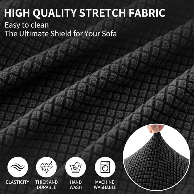 Ottoman Covers Ottoman Slipcovers Folding Storage Stool Washable Furniture Protector,Elastic Foot Stool Foot Rest Protector for Living Room Bedroom,Medium,Black