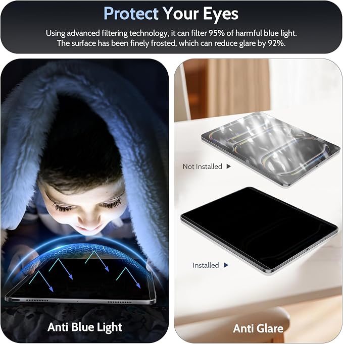 Peslv 4-Way Magnetic Privacy Screen for iPad Pro 13 Inch M4/M5 [2024/2025 7/8th Gen], 360 Removable Anti Blue Light Glare Spy Filter, High Sensitive Bubble-Free Black Security Screen Protector
