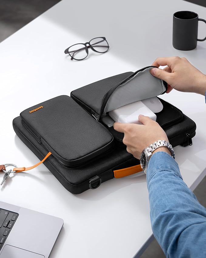 tomtoc 360 Protective Laptop Shoulder Bag for 15 Inch New 2026 MacBook Air M5/A3448, M4/A3241, M3/A3114, M2/A2941, 15 Inch Microsoft Surface Laptop 7/6, Water-Resistant Accessory Case