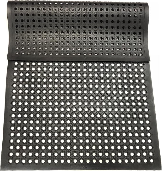 Uniboho Outdoor Rubber Floor Mats Anti Slip Restaurant Commercial Kitchen Rubber Drainage Mat 60 x 35 Heavy Duty Mat for Garage Garden Indoor Outside Industral Pool Entrance Bar Wet Area
