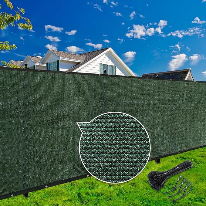 KANAGAWA 3ft x61ft Balcony Privacy Screen Fence, 90% Blockage Heavy Duty 175 GSM Fencing Mesh Net Cover for Outdoor Wall Garden Yard Backyard, Cable Zip Ties Included, Dark Green
