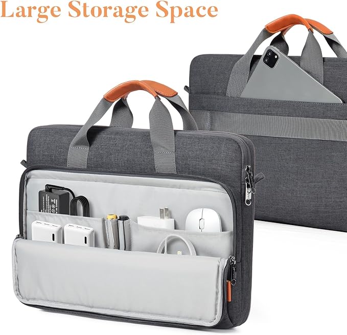 bagasin 17 17.3 18 inch Laptop Computer PC Shoulder Bag Carrying Case, Water-Repellent Fabric Briefcase, Lightweight Toploader, Business Casual or School