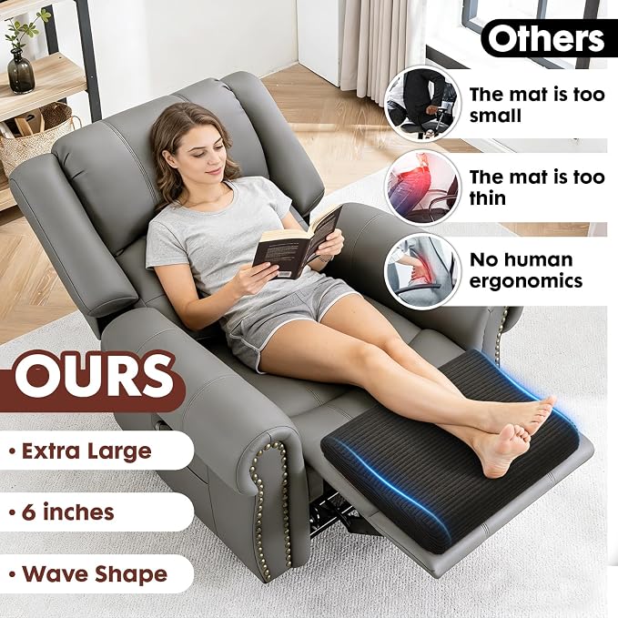 B Shape Corduroy Recliner Foot Pillow, Foam Extra Large Foot Rest Cushion with Adjustable Straps, Suitable for Bed Chair Sofa Headrest Back Lumbar Leg Support Pillow (Black)