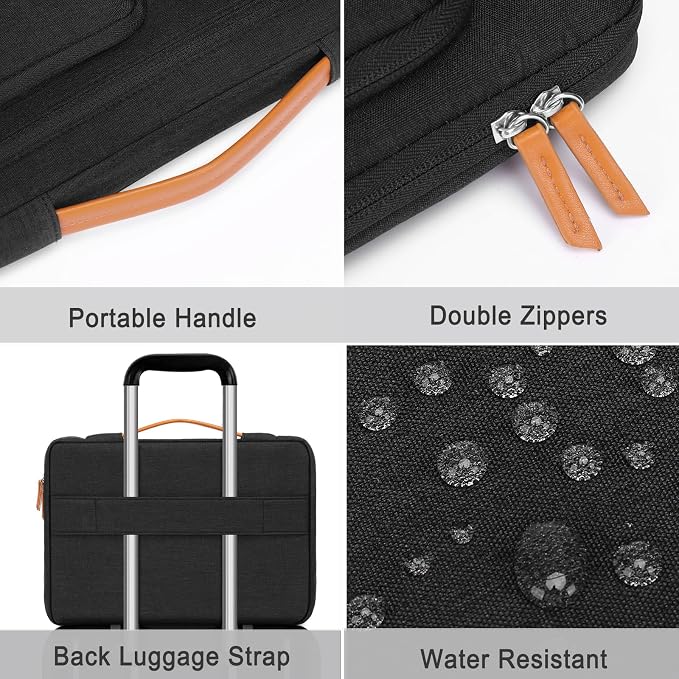 MOSISO 360 Protective Laptop Case 15.6 inch, 15-16 inch Laptop Sleeve Compatible with MacBook Pro 16, HP Acer Dell Lenovo ASUS, Side Open Carrying Computer Bag with 5 Accessory Pockets&Belt, Black
