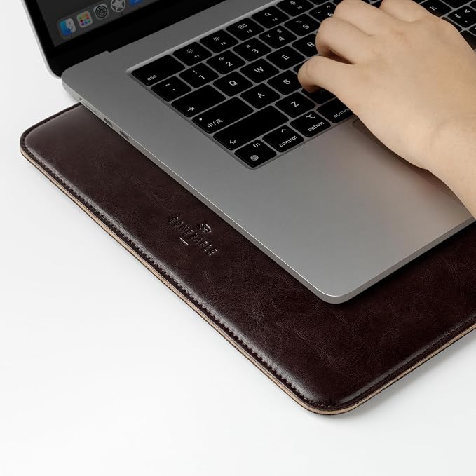 Comfyable Laptop Sleeve 15 Inch Precisely Compatible with MacBook Air 15" M5 M4 M3 M2 2026, Faux Leather Cover Case, Dark Brown