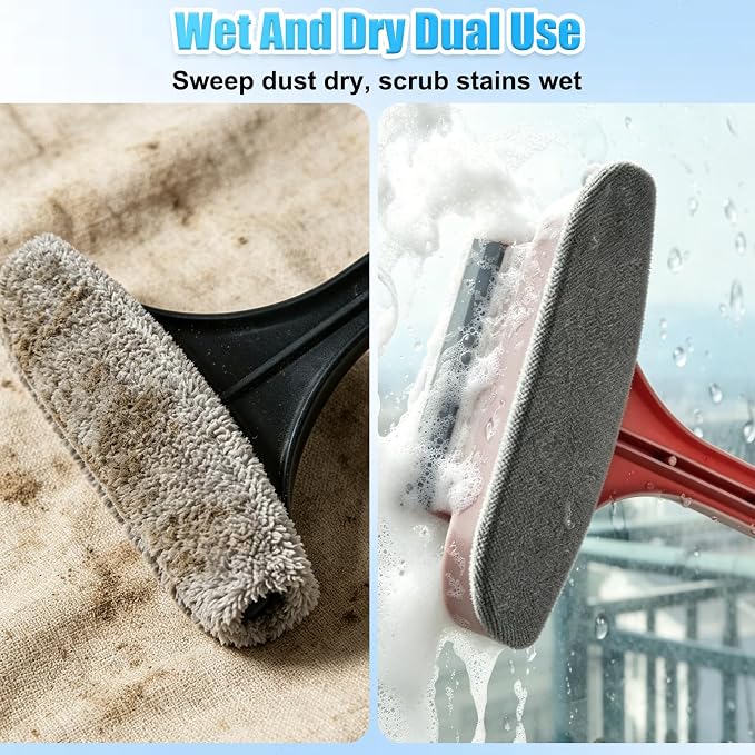 Window Screen Cleaner,2026New Upgraded 2in1 Detachable Window Cleaning Brush with Squeegee,Wet Dry Dual Use Multi-Functional Glass Net Cleaner Tool for Corners,Patio,Door,Porch Screens (Pink)