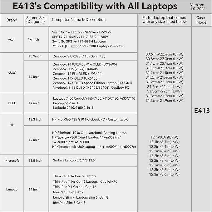Smatree 13.5 inch Laptop Sleeve for Microsoft Surface Laptop 6/5/4/3, 13 inch Microsoft Surface Computer Case with Accessory Pocket, YKK Zipper, Patented Super Corner Design (E413)