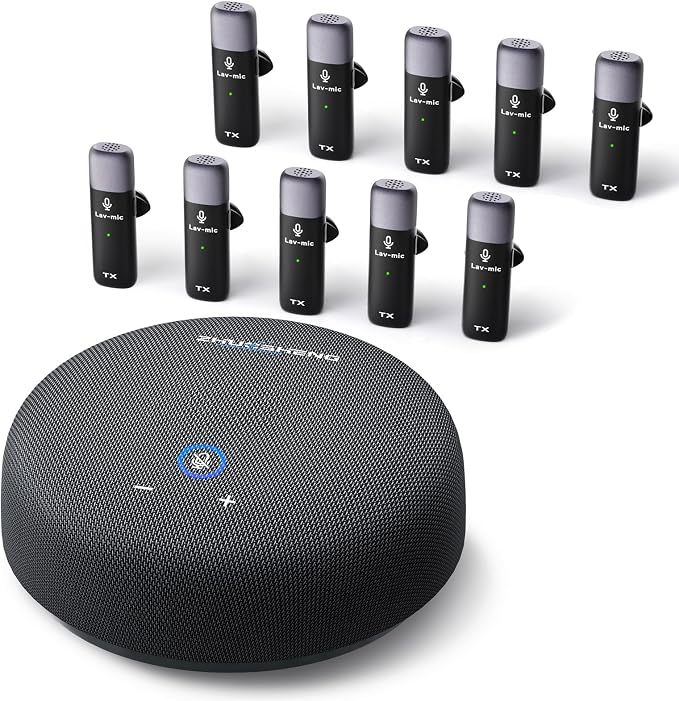 Conference Speaker and Microphone, USB Sperakerphone with 10 AI Mics, 360° 66Ft Voice Pickup, Noise Reduction and Echo Cancellation for 10 People, Compatible with Multi-Leading Platforms