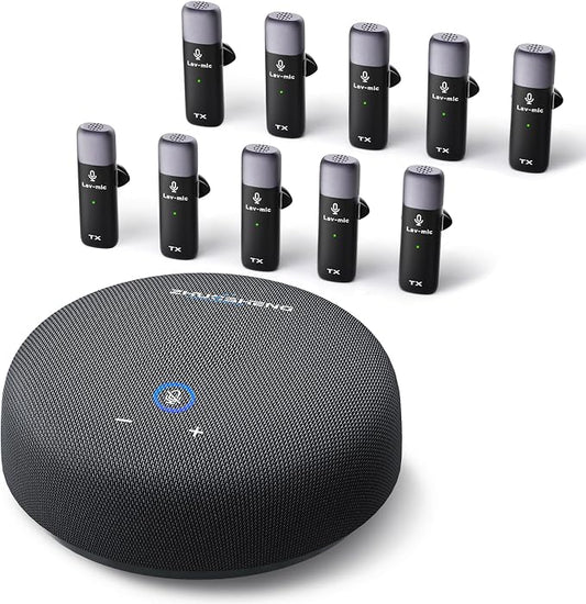 Conference Speaker and Microphone, USB Sperakerphone with 10 AI Mics, 360° 66Ft Voice Pickup, Noise Reduction and Echo Cancellation for 10 People, Compatible with Multi-Leading Platforms