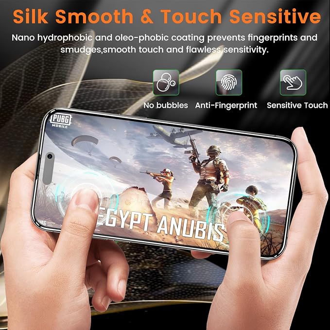 Lesakit 3+3 Pack Privacy Screen Protector for iPhone 14 Pro 6.1-Inch with 3 Pack Camera Lens Protector, Anti Spy Tempered Glass Film 9H Hardness Bubble Free Case Friendly