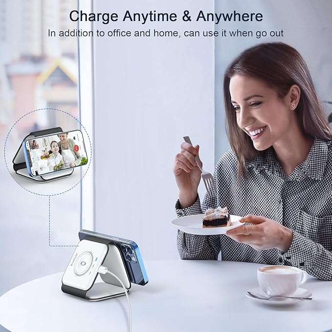 Wireless Charger 3 in 1,RTOPS Magnetic Travel Wireless Charging Station Multiple Devices,GaN 3 in 1 Charging Station,Compatible iPhone 17/16/15/14/13/Pro/Max,iWatch,AirPods4/3/2/Pro(Adapter Includes)