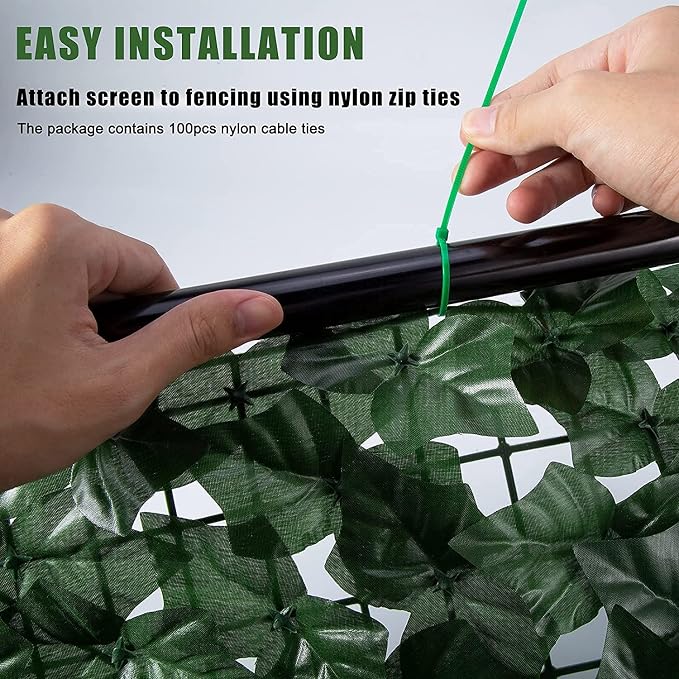 Faux Ivy Privacy Fence Screen Outdoor Expandable Artificial Greenery Roll Fake Hedge Wall Patio Green Plastic Leaf Plant Vine Grass Panels Gate Covering for Garden Yard Balcony (118.5x59.5 in)