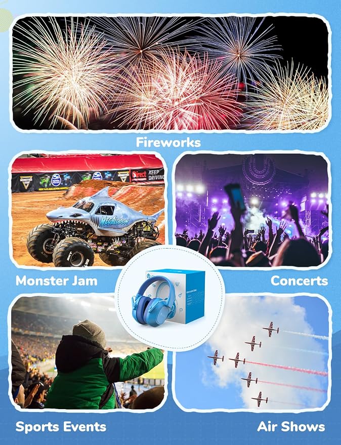 iClever Noise Cancelling Headphones for Kids Adults, SNR 29dB Safety Noise Reduction Ear Muffs for Autism Sensory &Concentration Aid, Ear Hearing Protection for Fireworks/Event/Monster Jam/Concert