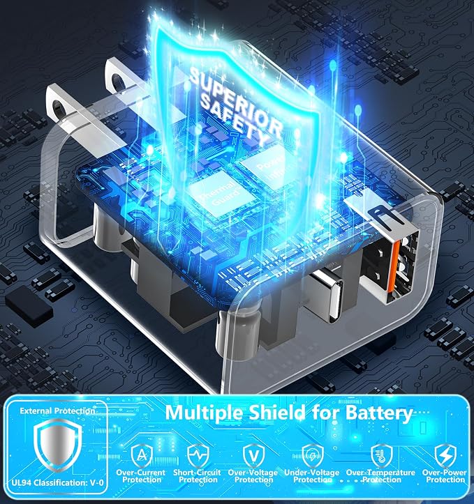 [Apple MFi Certified] iPhone 17 Charger Fast Charging, Linocell 4Pack 60W Dual Port USB C Charger Dynamic Power Adapter PD&QC Type C Wall Chargers + 6FT Type C Cord for iPhone 17/17 Pro/16 Pro/15/iPad