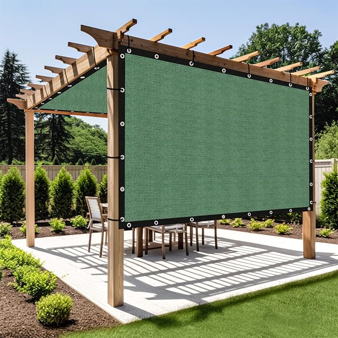 Shade&Beyond Customized Size 90% Sun Shade Cloth with Grommets, 7' X 16' Pergola Shade Cover Canopy, Mesh Tarp Sun Screens for Patio, Outdoor, Garden, Backyard GN01, Green