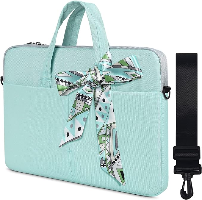 17.3 Inch Laptop Shoulder Sleeve Bag, Girls Women Briefcase Handbag for HP Envy 17 17t/Pavilion 17, Dell Inspiron 17/G3 G7 17.3, Lenovo ideapad L340, Acer Aspire 17.3, ASUS ROG MSI GS75 17.3 Case,Mint