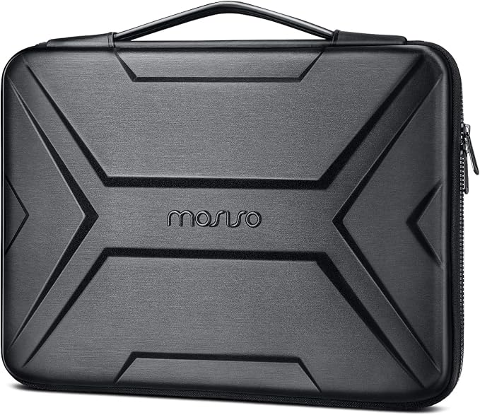 MOSISO Laptop Case 17.3 inch, 17-17.3 inch Laptop Sleeve Compatible with Dell, HP, Lenovo, Asus, Acer, Alienware, Artistic Geometric EVA Carrying Case Hard Shell with Handle, Black