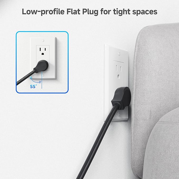 [ETL Certified] Cable Matters Wall-Mountable 8 Outlet Power Strip - 8ft Cord, Metal, 2100J Surge Protector with 15A Circuit Breaker, Industrial Power Strip Surge Protector for Garage, Workshop, Black