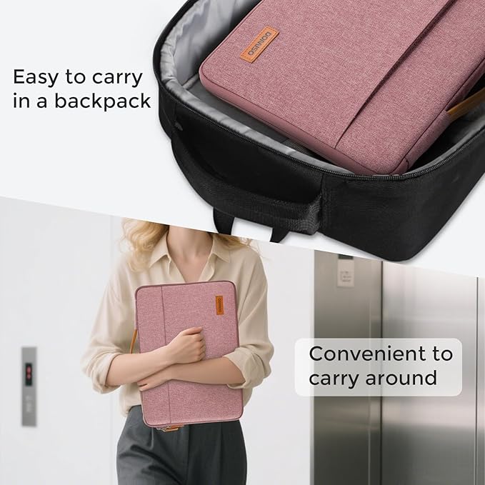 DOMISO 13.3 inch Laptop Case Sleeve Protective Cover Compatible with 14 inch MacBook Pro M4 M3 M2/MacBook Pro Max,13-13.3 inch Dell,Lenovo, HP,Waterproof Computer Cases Bag with Handle,Pink