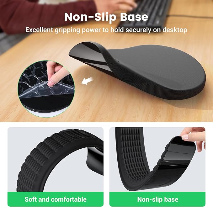 MEKASS Ergonomic Mouse Pad and Keyboard Wrist Rest Set, Super Soft Memory Foam Desk Wrist Support for Computer Keyboard, Non-Slip Arm Palm Rests Cushion for Typing Gaming Office Laptop Mac (Black)