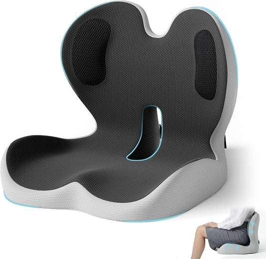 Ergonomic Seat Cushion,Office Chair Cushion with Lumbar Support Pillow,Car Orthopedic Seat Cushions,Designed for Sciatica,Tailbone,Back Pain Relief,for Office,Car,Truck,Home,Desk Chair