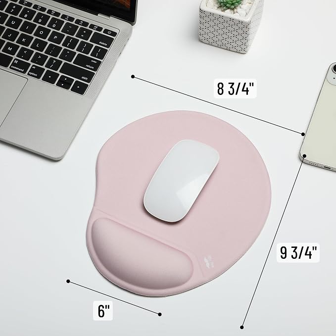 Mr. Pen- Ergonomic Mouse Pad with Wrist Rest, Blush Pink Breathable Fabric with Memory Foam Cushion, Non-Slip Rubber Base, Gel Mouse Pad with Wrist Support