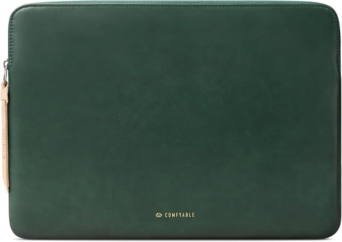 Comfyable Leather Laptop Sleeve Compatible with 16 Inch MacBook Pro M5 Pro/Max & 15 Inch MacBook Air M5 2026 (Loose Fit), Midnight Green