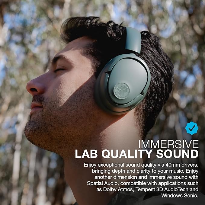 JLab, JBuds Lux ANC, Over Ear Headphones, Active Noise Cancelling, Bluetooth, Spatial Audio, Sage