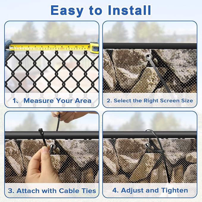 UPGRADE 4'x18'Customized PVC Privacy Fence Screen with Stone Wall Print – Outdoor Waterproof Patio Privacy Cover for Yard, Balcony, Garden Fence Decoration