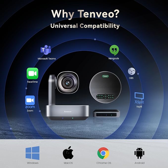 Tenveo VLGroup All-in-One 4K Conference PTZ Camera with Bluetooth Speakerphone System 12X Optical Zoom Wide View Angle Lens Works with Zoom Skype Teams for Room Remote Meeting