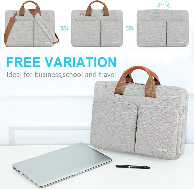 Lacdo 360° Protective Laptop Shoulder Bag, 14 inch Computer Bags for 14 inch MacBook Pro M5 Pro/Max A3426 A3427 (2026), M5/M4/M3/M2/M1 A3434 A3112 A3401 A3185 A2918 A2992 2025-2021 Messenger Bag, Gray