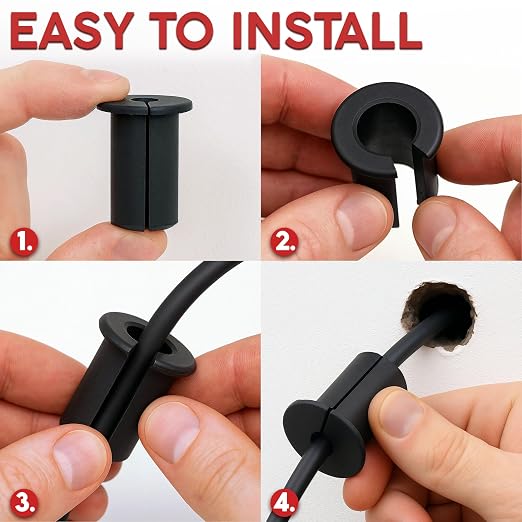 Cable Wall Grommet for Starlink 4 Pack, 3/4 Inch Silicone Waterproof Cable Pass Through, Split Wire Routing Bushing for Indoor and Outdoor Use