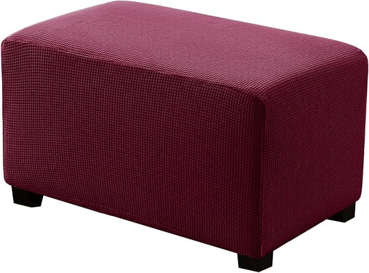 Ottoman Covers Ottoman Slipcovers Folding Storage Stool Washable Furniture Protector,Elastic Foot Stool Foot Rest Protector for Living Room Bedroom,Small,Wine Red
