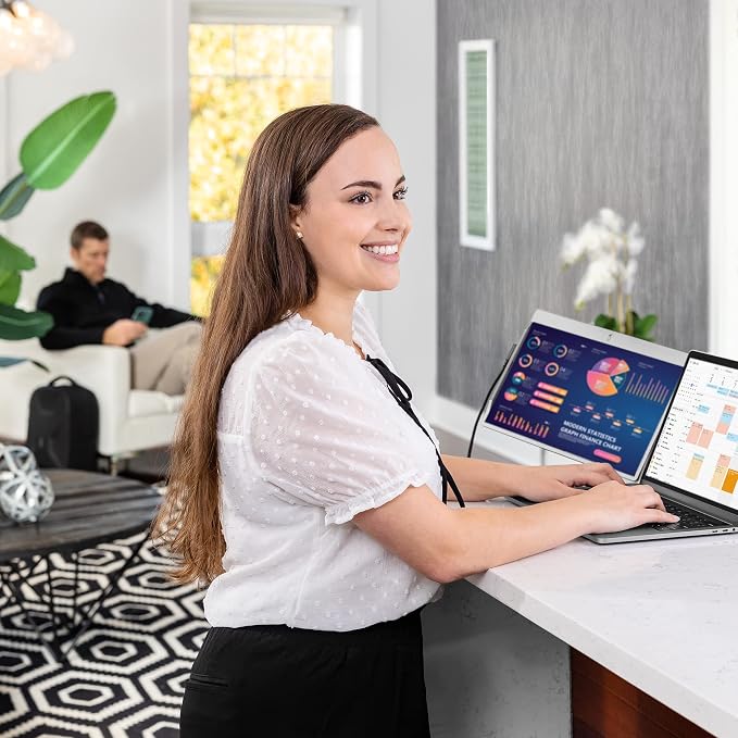 SideTrak Swivel 14" Portable Monitor for Laptop, Screen Extender with Patented Swivel Hinge, Attachable Travel Monitor, Dual Screen FHD Display, USB-C® & HDMI, (Dark Gray)