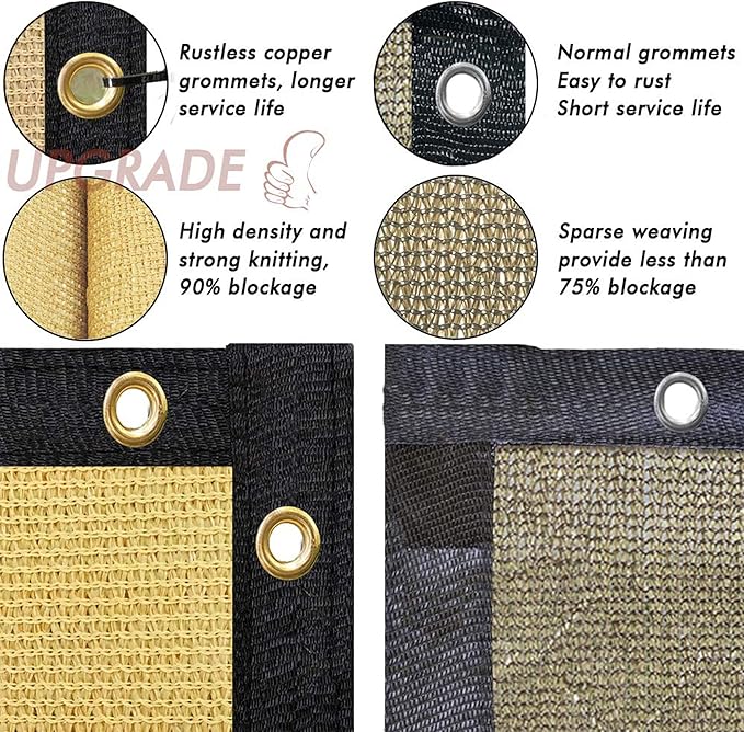 UPGRADE Privacy Fence Screen 4'x13' Sand Outdoor 90% Visibility Blockage 170 GSM Mesh Shade Cover Panels for Backyard,Balcony,Home Decoration with Zip Ties,Customized Avaliable