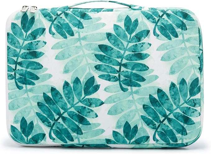 Kinmac 360° Heavy Duty Protective Laptop Sleeve Case Bag Cover with Handle for MacBook Air 13 inch,iPad Pro 13 inch and 13.3 inch HP,Dell,Lenovo,Asus,Acer Laptop (Olive Leafs)