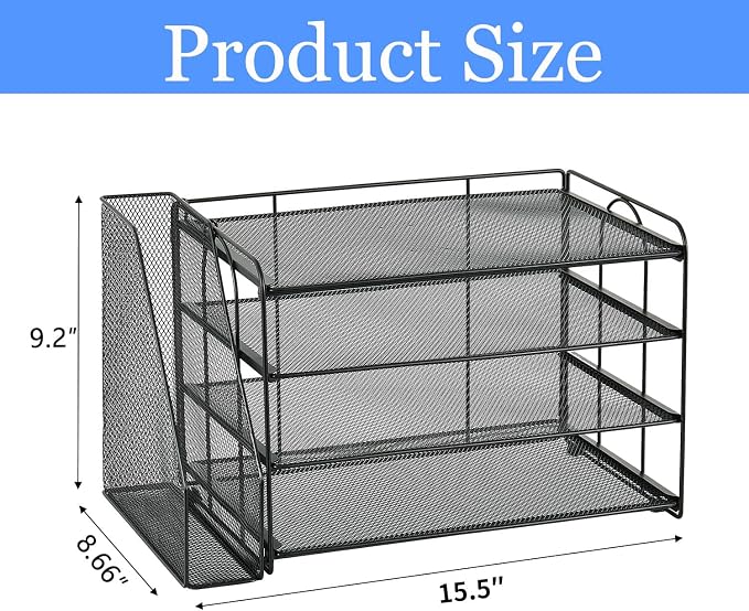 gianotter Monitor Stand with Storage + 4-Tier Paper Organizer (Black)