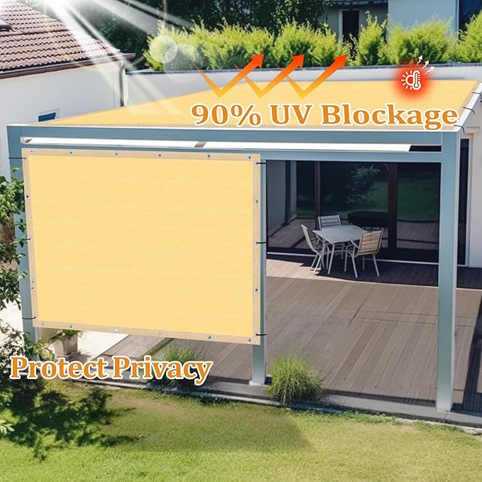Shade&Beyond Customized Size 10' X 10' Shade Cloth with Grommets, 90% UV Protection UV Protection Mesh Tarp Sun Screens for Patio GN01, Sand