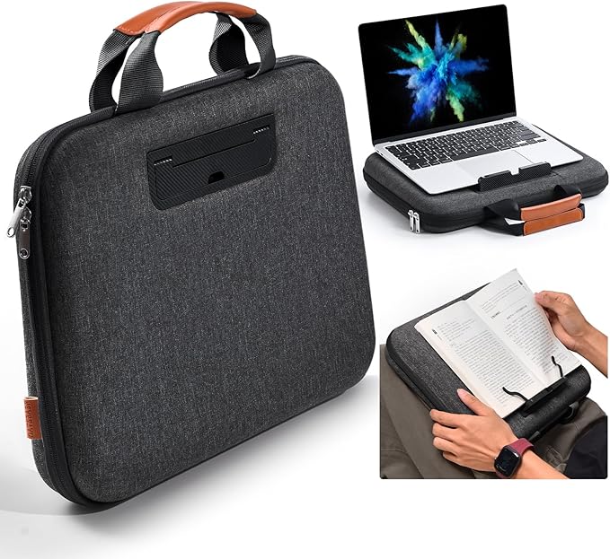 Hard Laptop Case 14 Inch for HP Dell Lenovo ASUS Acer - 2 in 1 Laptop Sleeve & Lap Desk with Stopper and Book Clip, Shockproof Waterproof 15.3 MackBook Air M3 M2 Case - Black