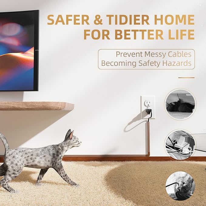 Delamu Cord Hider, 85in Cord Covers for 1 Wire on Wall, One-Cord Cable Hider, Easy Mount Wire Hiders Wire Covers for TV Cords on Wall, PVC Cable Cover Management Kit, 6X L14.2 W0.59 H0.4in, CherryWood